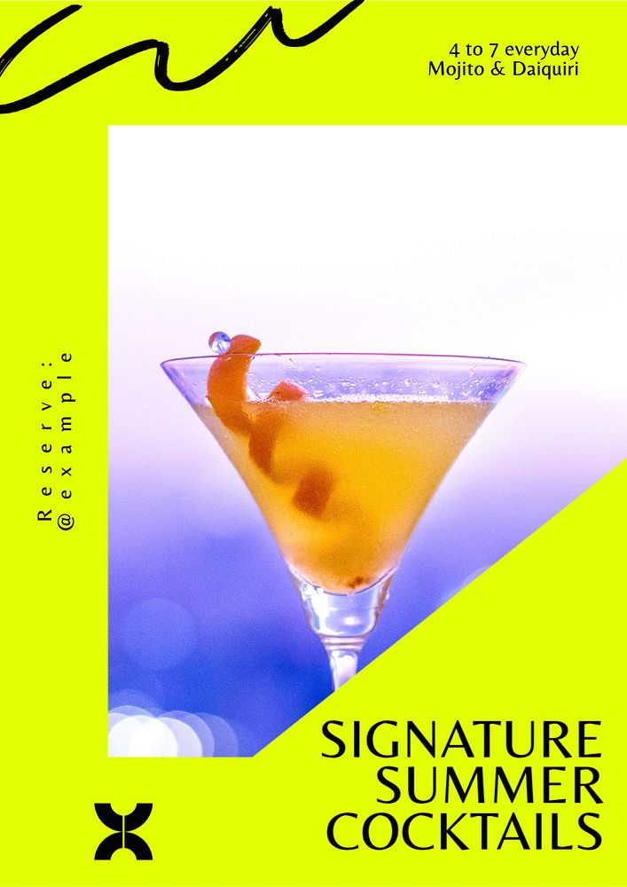 Summer cocktails  poster template, editable text and design