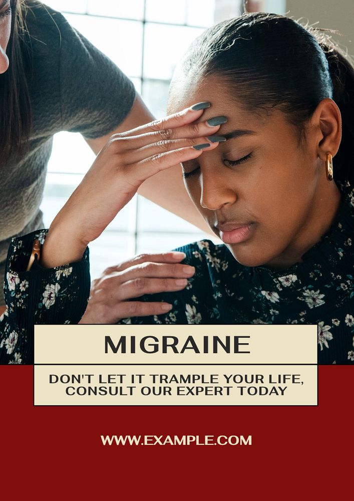 Migraine solutions poster template, editable text and design