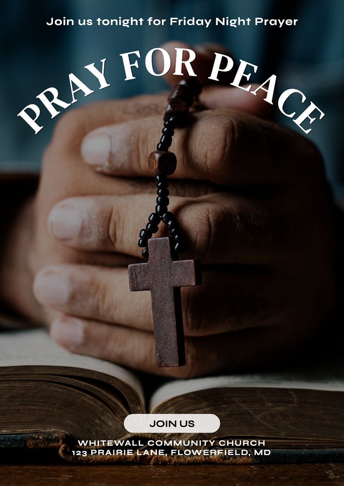 Pray for peace poster template, editable text and design