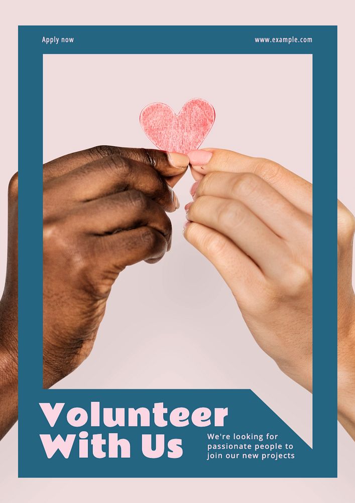 Volunteer with us  poster template, editable text and design