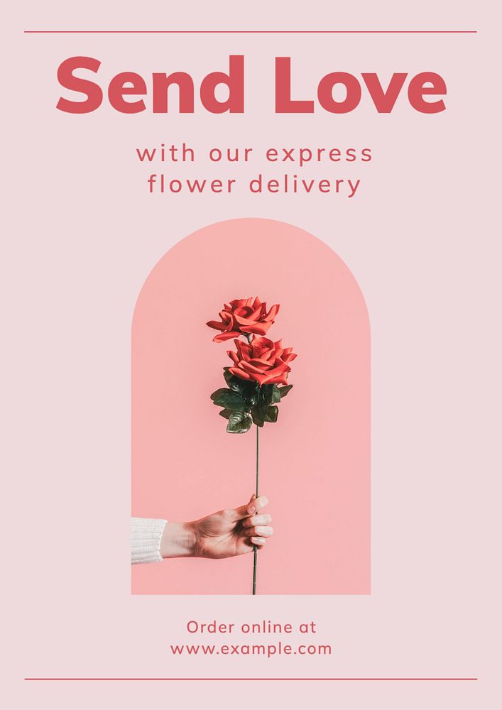 Flower delivery  poster template, editable text and design