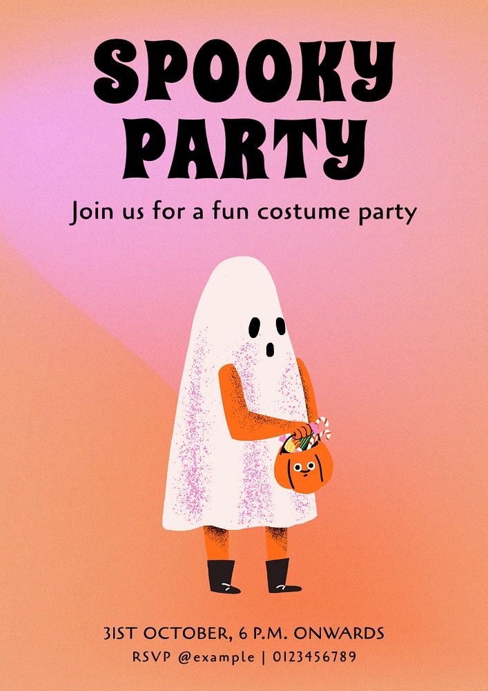 Halloween party   poster template, editable text and design