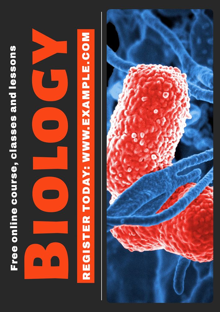 Biology course  poster template, editable text and design