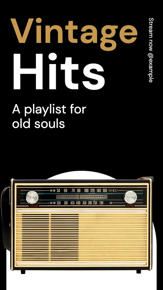 Vintage hits  Instagram story template, editable text