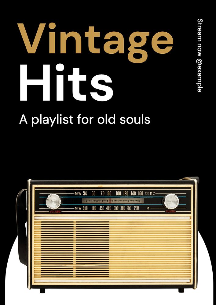 Vintage hits   poster template, editable text and design