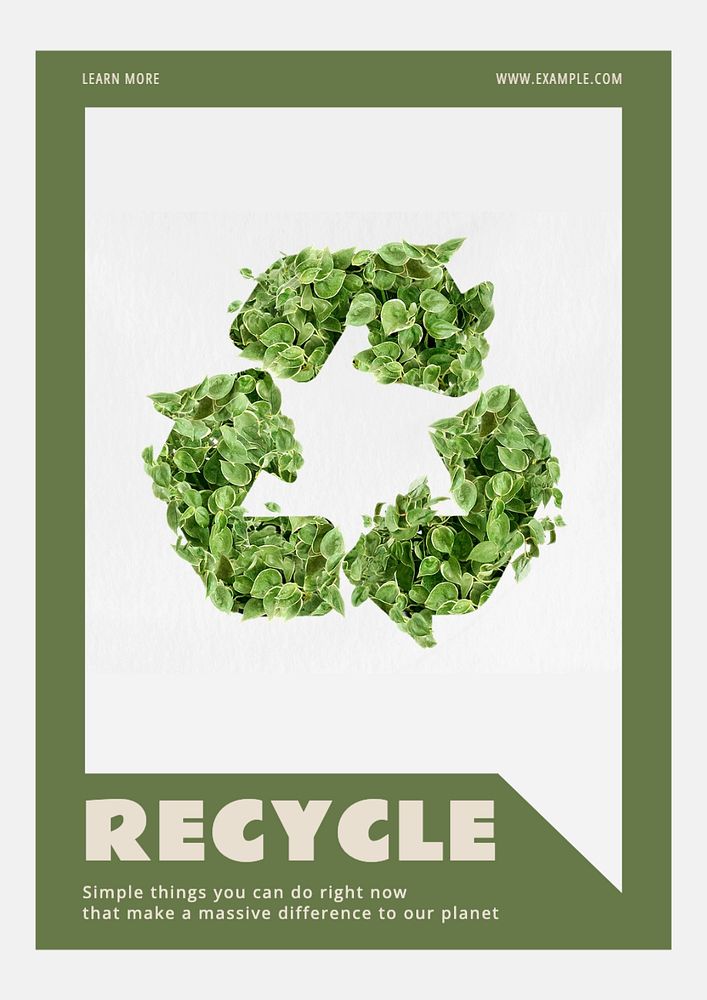 Recycling  poster template, editable text and design