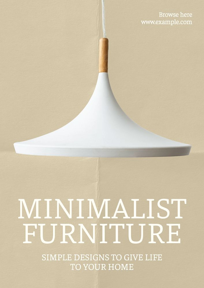 Minimalist furniture   poster template, editable text and design