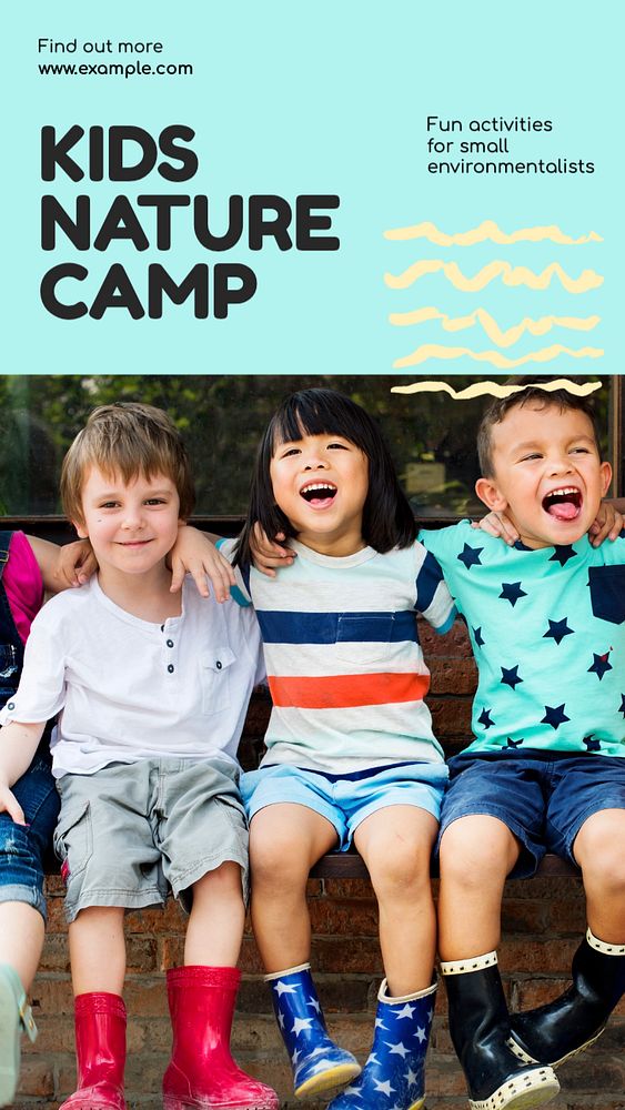 Kids nature camp  Instagram story template, editable text