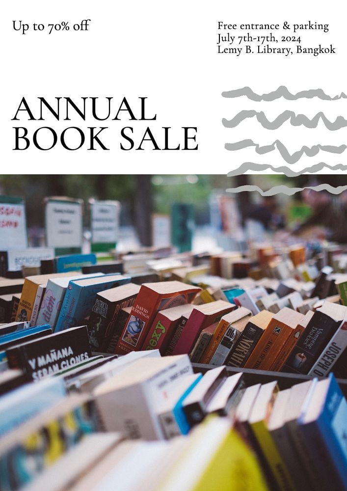 Annual book sale  poster template, editable text and design