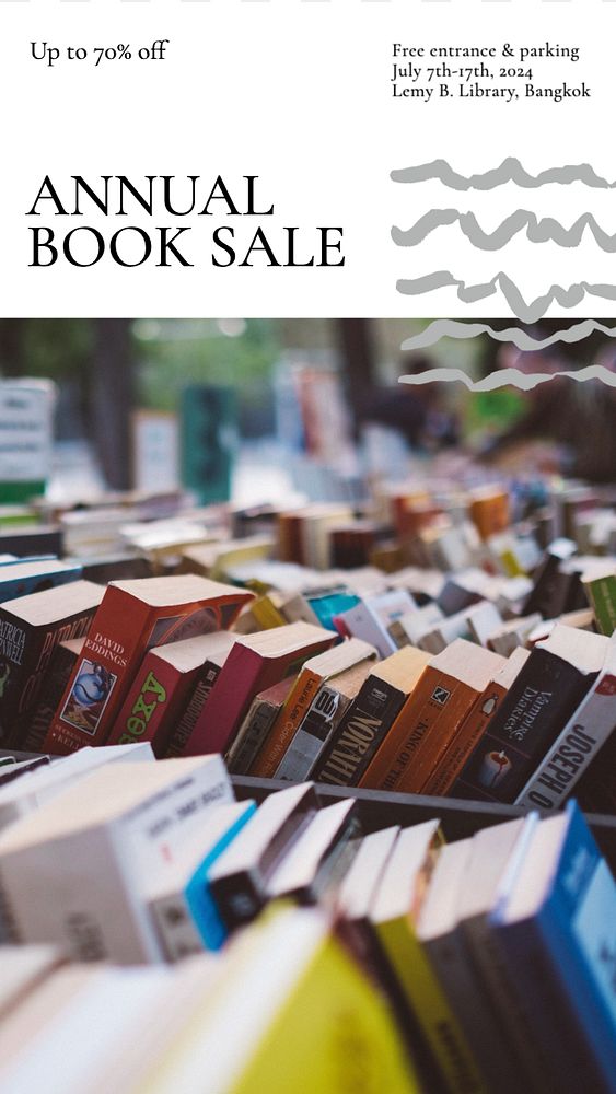 Annual book sale  Instagram story template, editable text