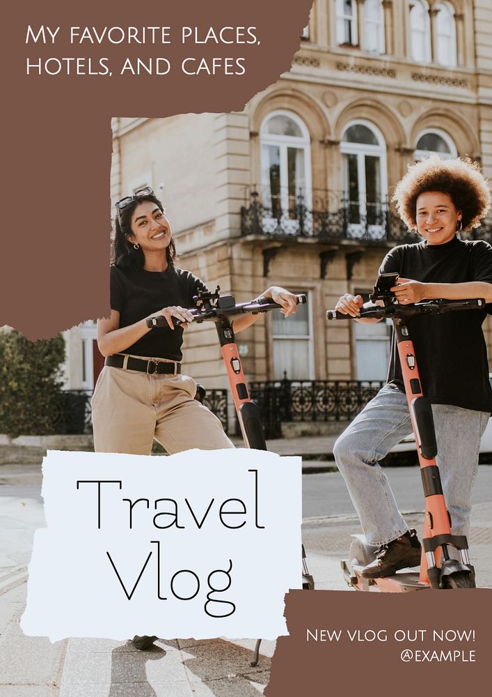 Travel vlog  poster template, editable text and design