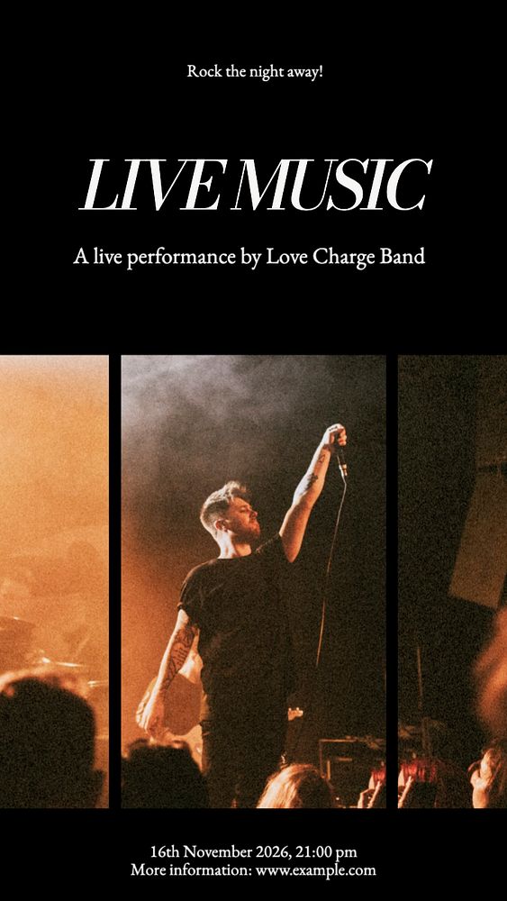 Live music  Instagram story template, editable text