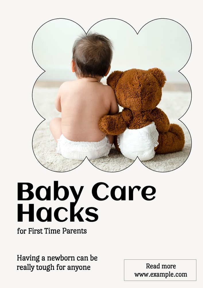 Baby care hacks  poster template, editable text and design