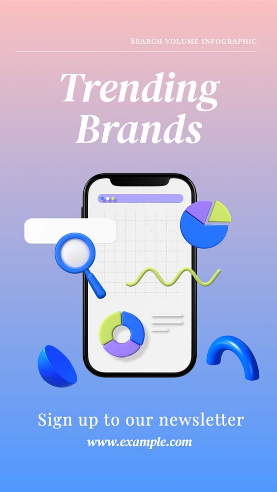 Trending brands newsletter Instagram story template, editable text