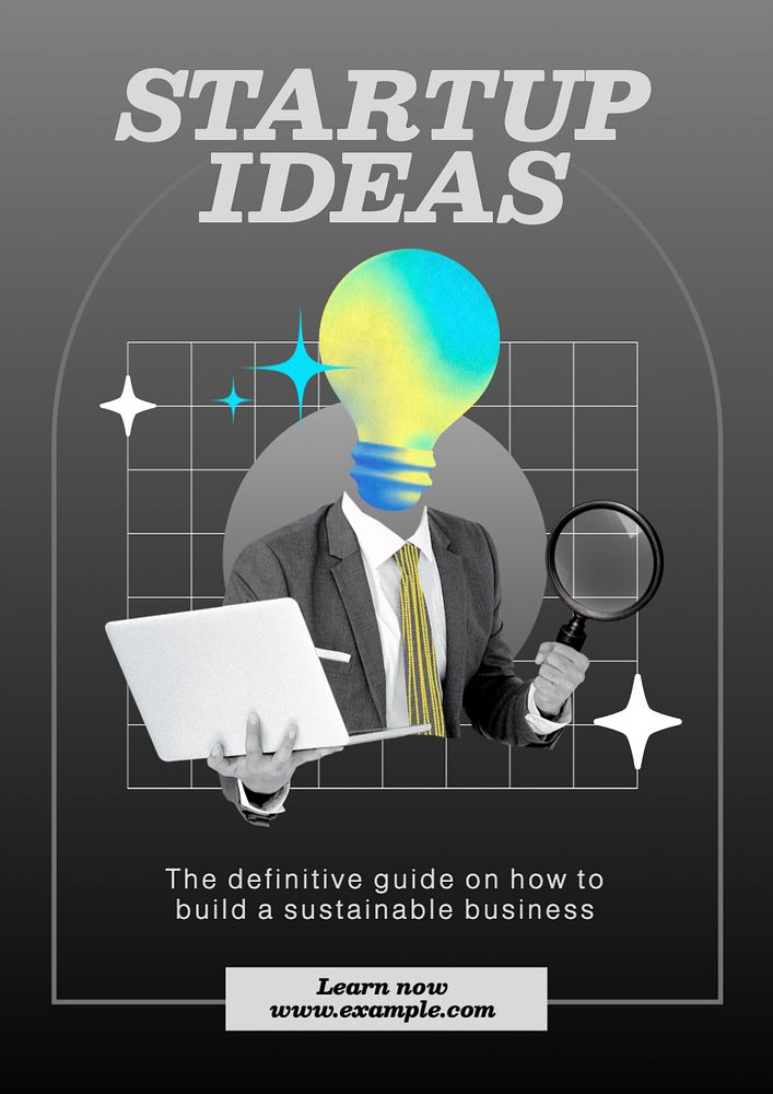 Startup ideas poster template, editable text and design