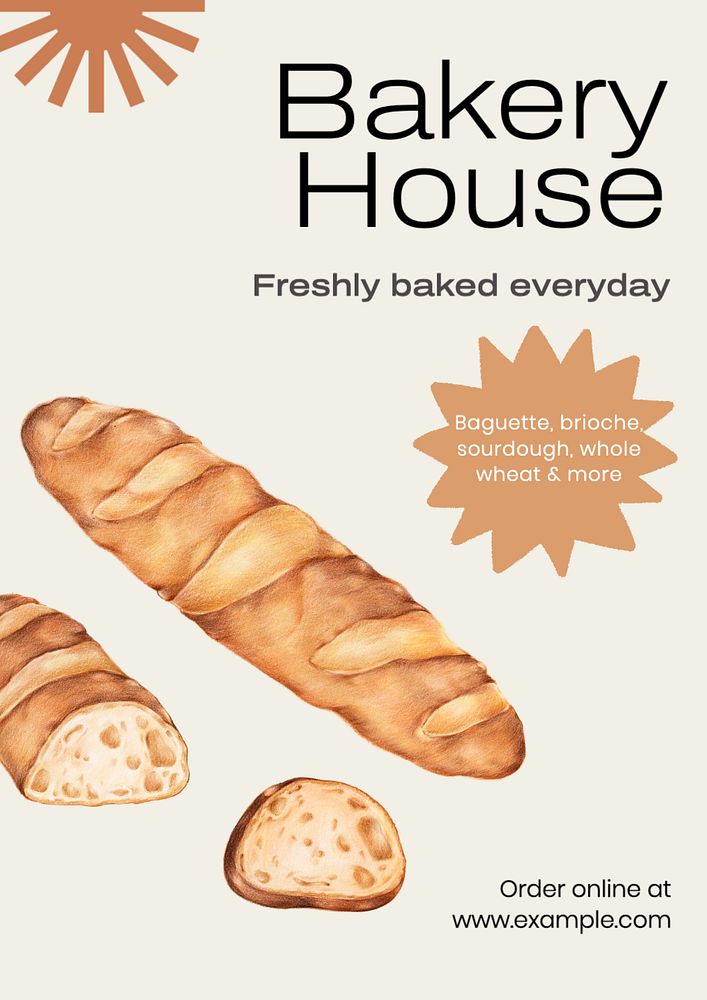 Bakery shop   poster template, editable text and design