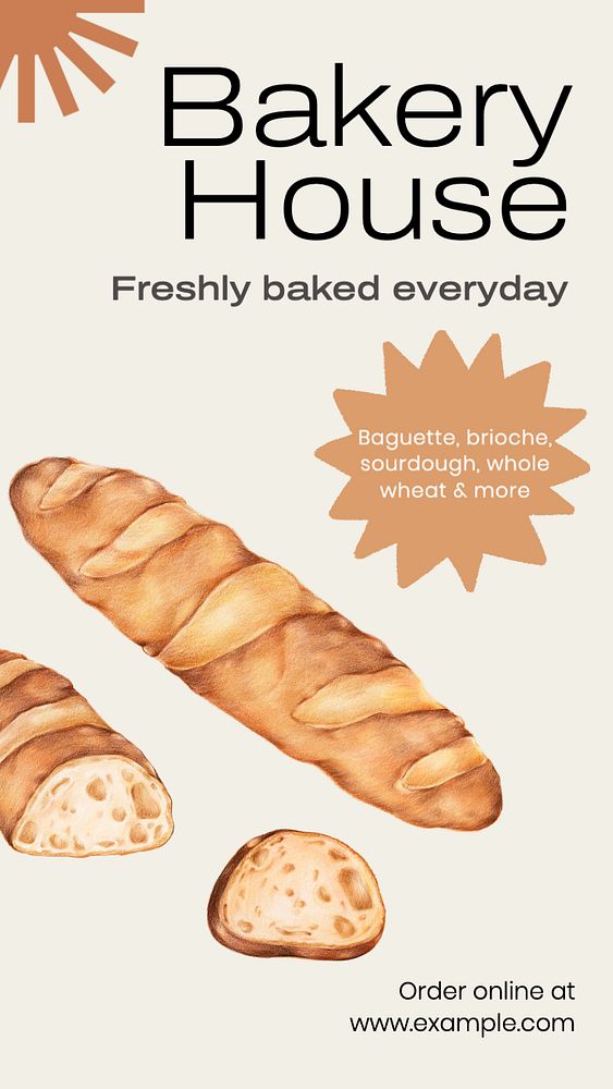 Bakery shop  Instagram story template, editable text