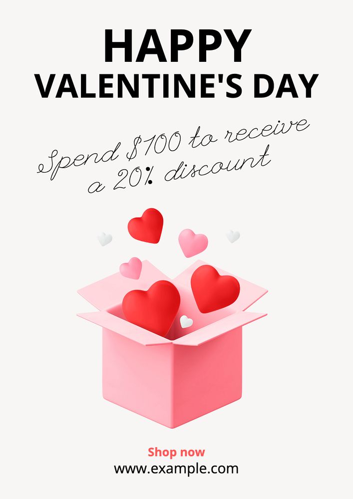 Valentine's day sale  poster template, editable text and design
