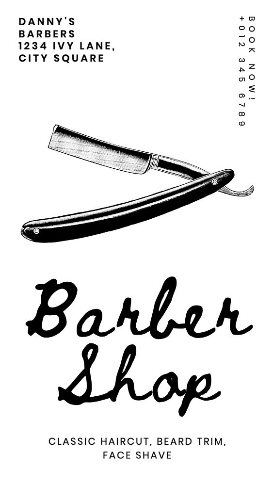 Barbershop Instagram story template, editable text