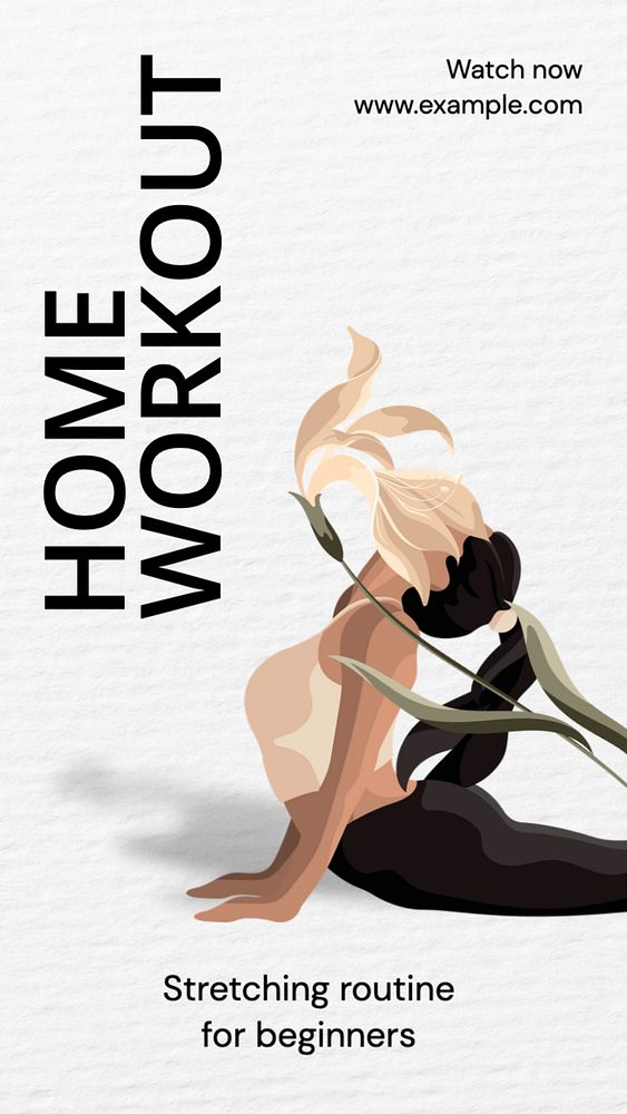 Home workout  Instagram story template, editable text