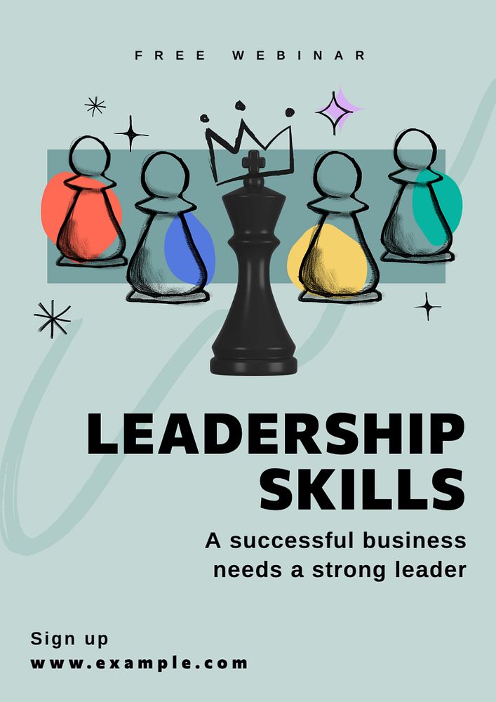 Leadership skills poster template and design