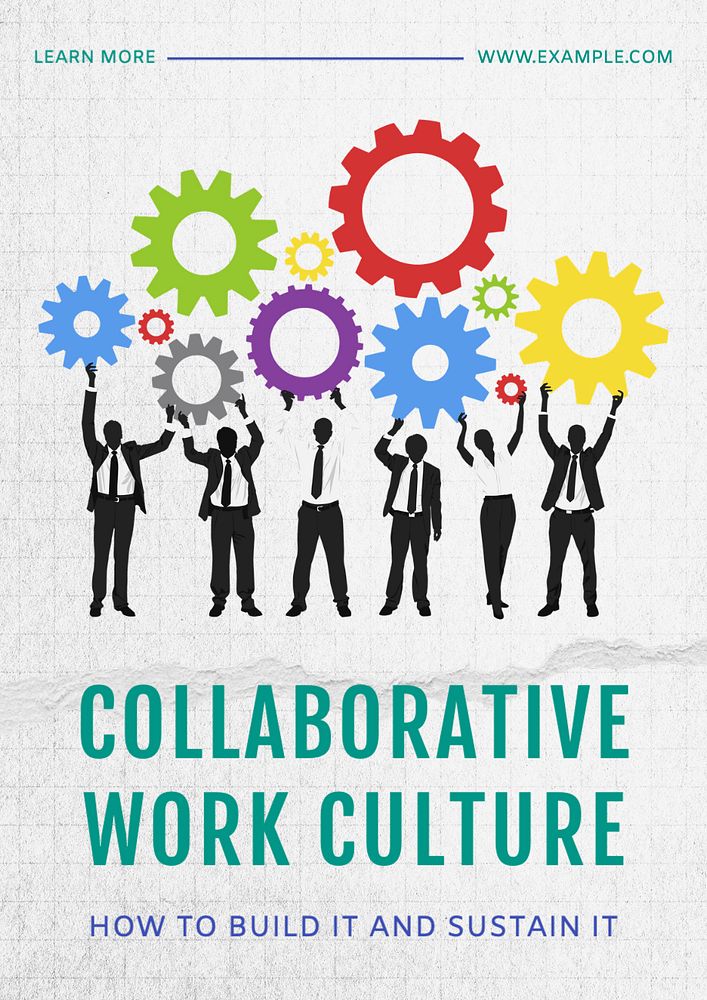 Collaborative work culture poster template, editable text and design