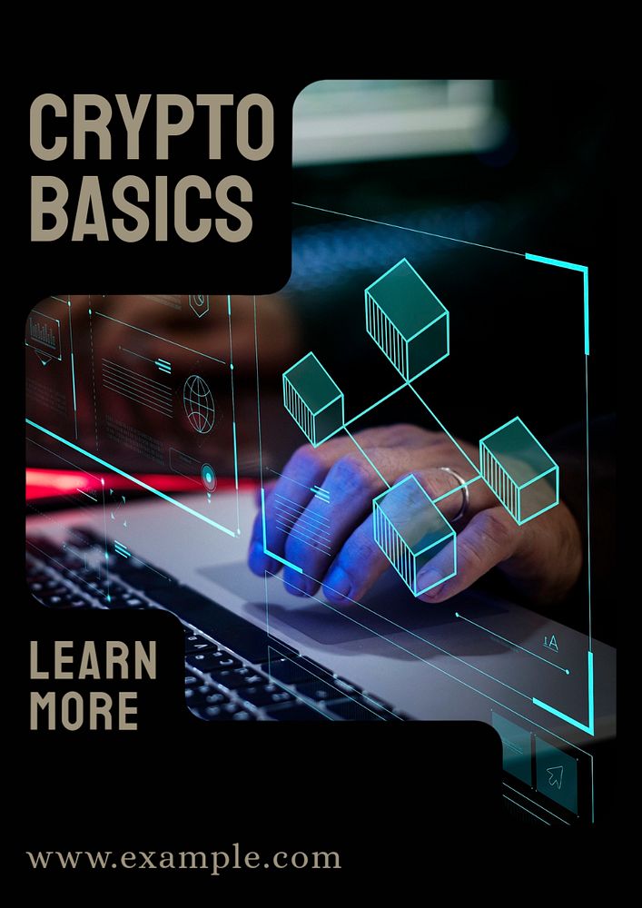 Crypto basics poster template, editable text and design