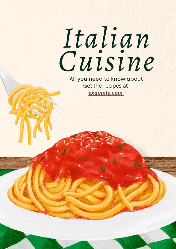 Italian cuisine poster template, editable text & design