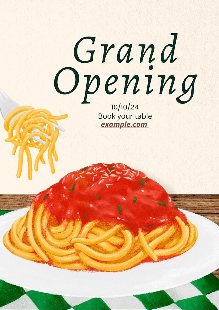 Grand opening poster template, editable text & design