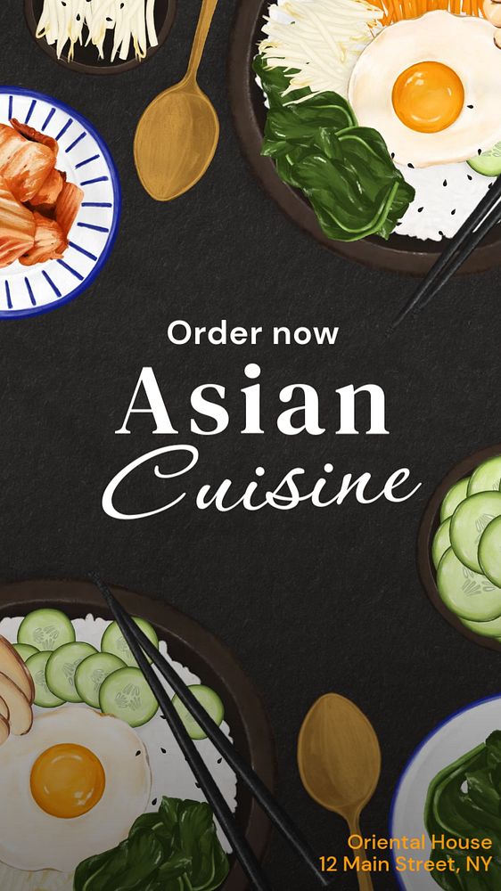 Asian cuisine Facebook story template, editable design