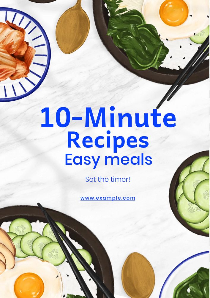 10-minute recipes poster template, editable text & design