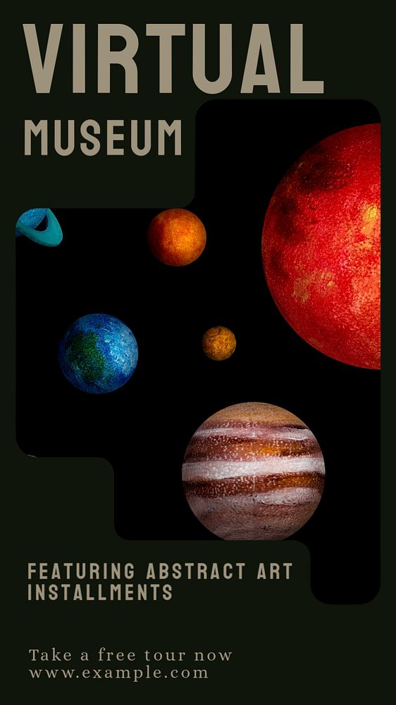 Virtual museum Instagram story template, editable text