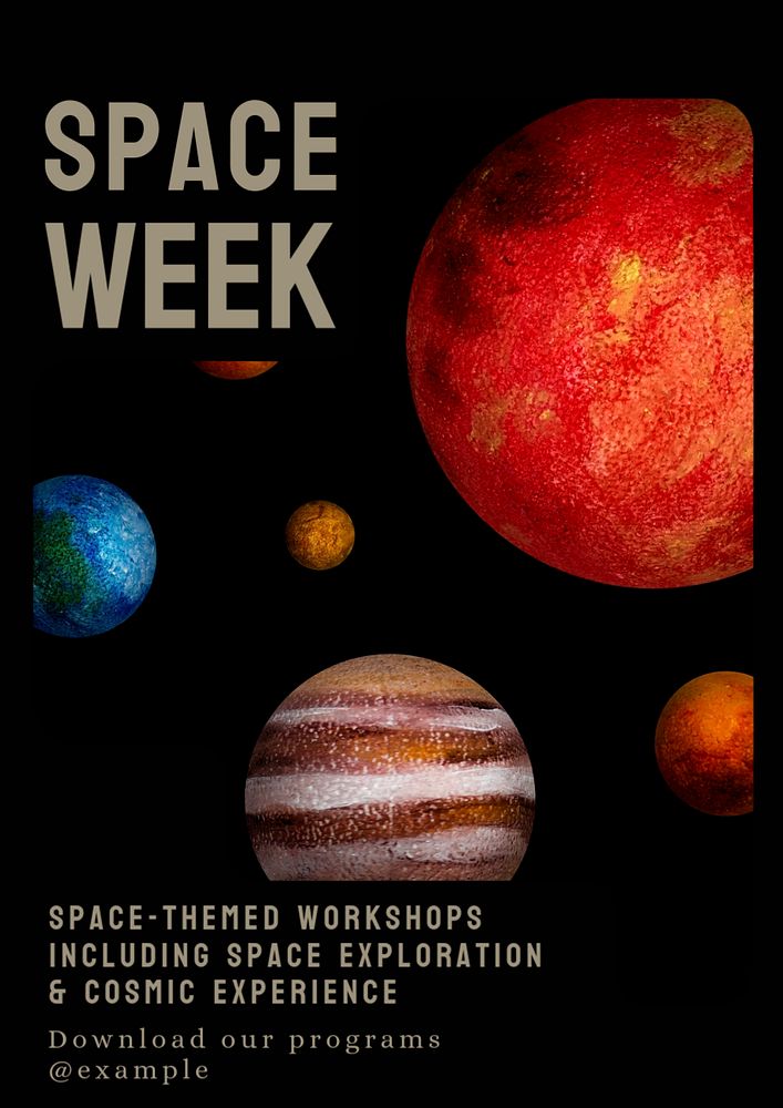 Space week poster template, editable text and design