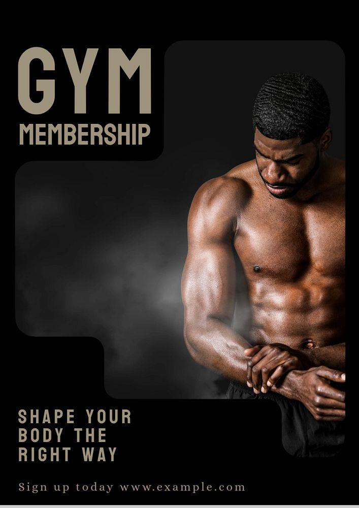 Gym membership poster template, editable text and design