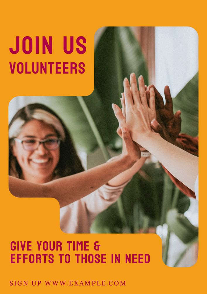 Join us volunteers poster template, editable text and design