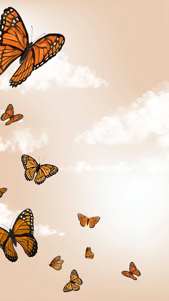 Editable butterfly sky   phone wallpaper