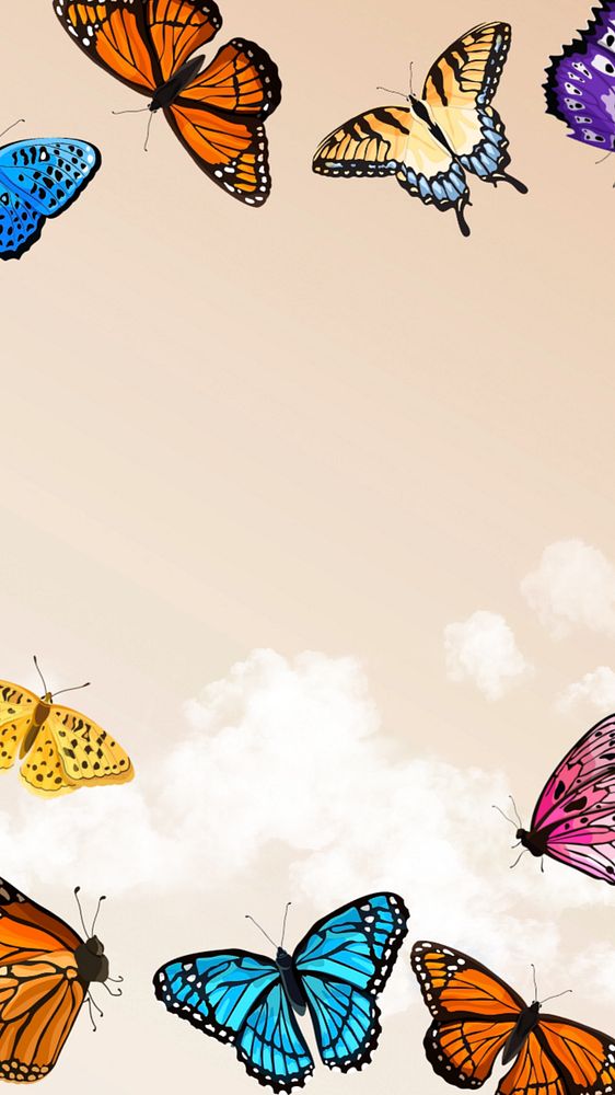 Editable butterfly sky   phone wallpaper