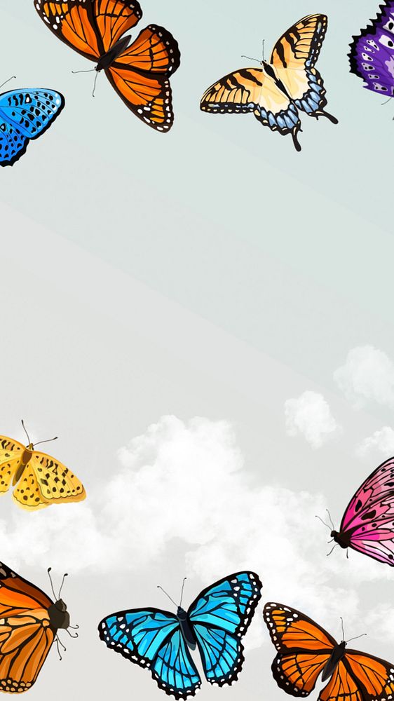 Editable butterfly sky   phone wallpaper