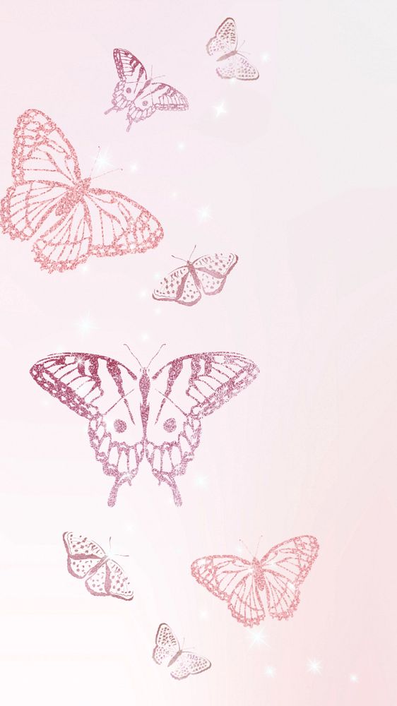 Editable pink butterfly   phone wallpaper