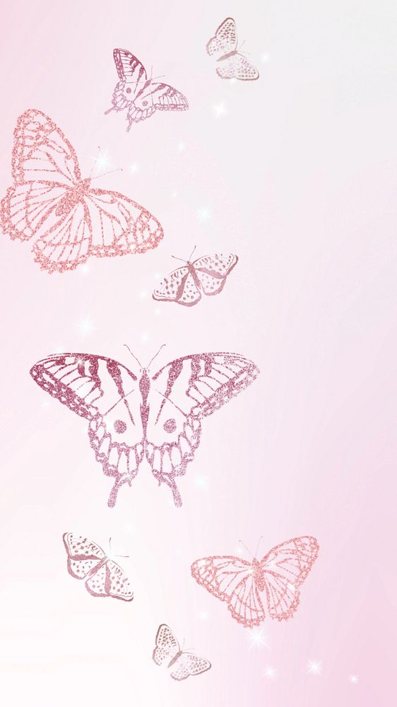 Editable pink butterfly   phone wallpaper