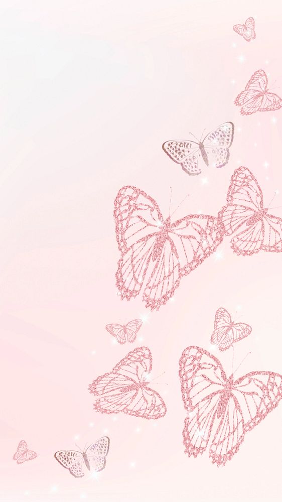 Editable pink butterfly   phone wallpaper