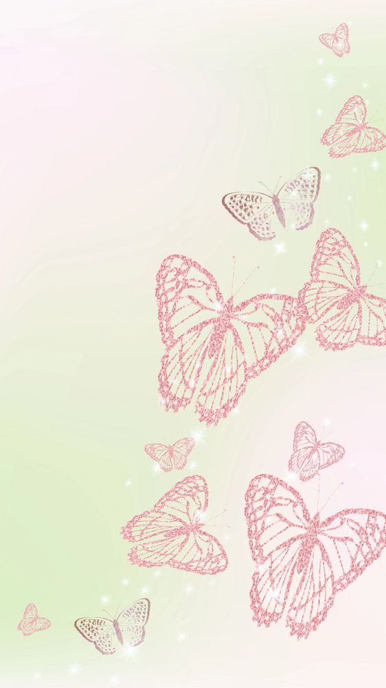 Editable pink butterfly   phone wallpaper