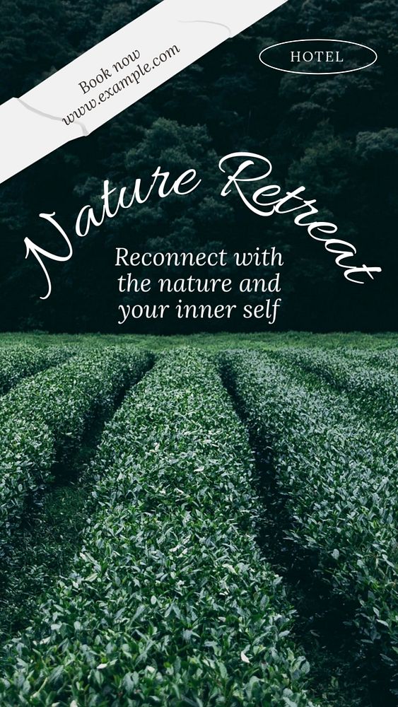 Nature retreat story template, editable text