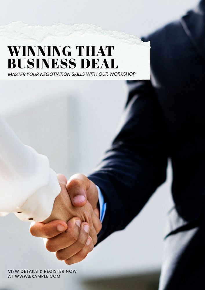 Business negotiation workshop  poster template, editable text & design