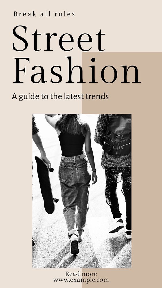 Street fashion  Instagram story template, editable text