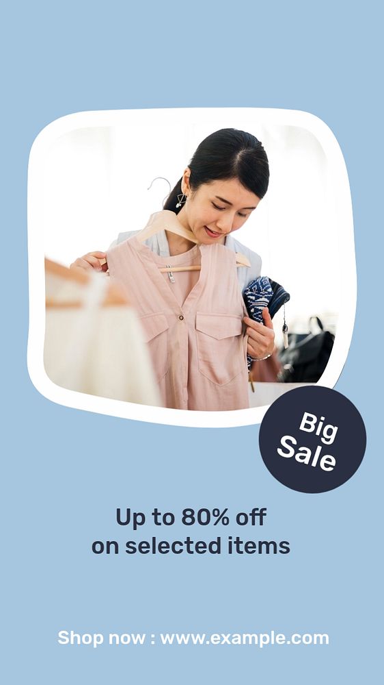 Big sale  Instagram story template, editable text