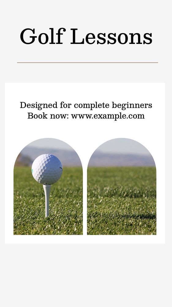 Golf lessons  Instagram story template, editable text