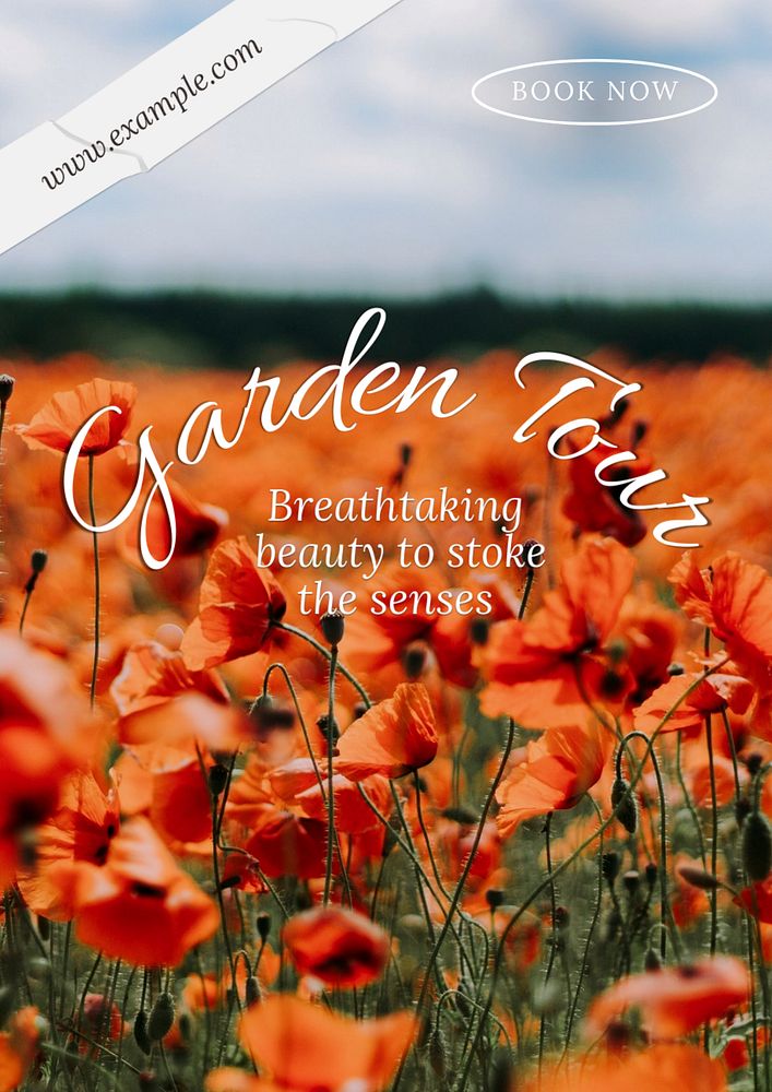 Garden tour poster template, editable text & design