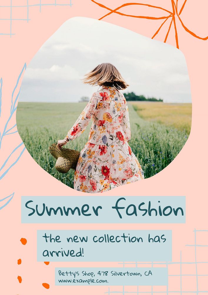 Summer fashion  poster template, editable text & design