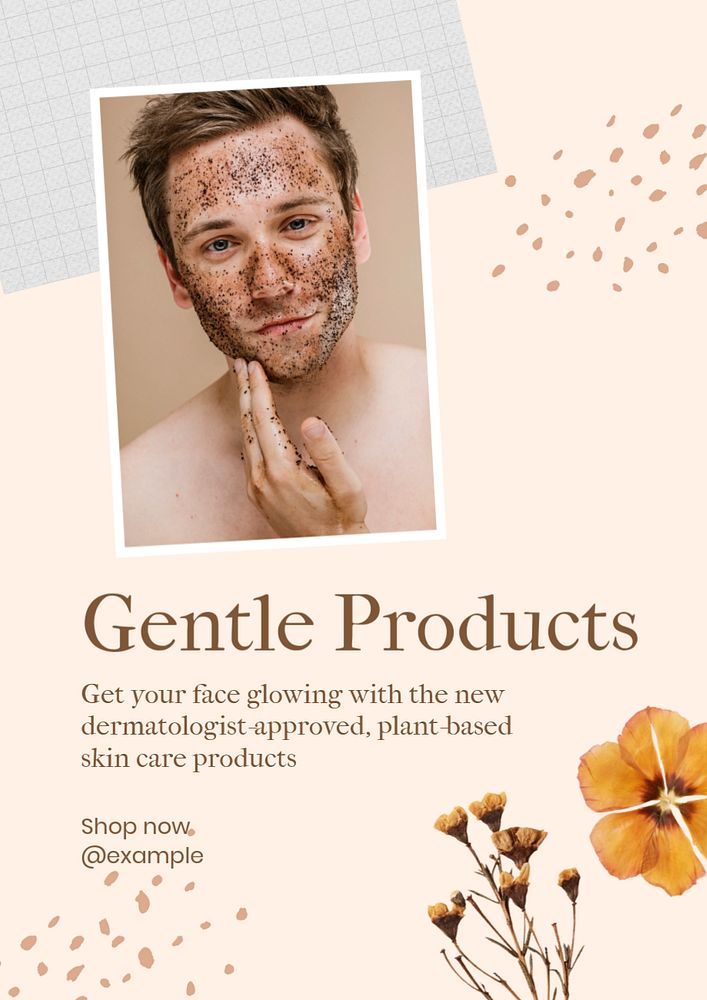 Gentle products poster template, editable text & design